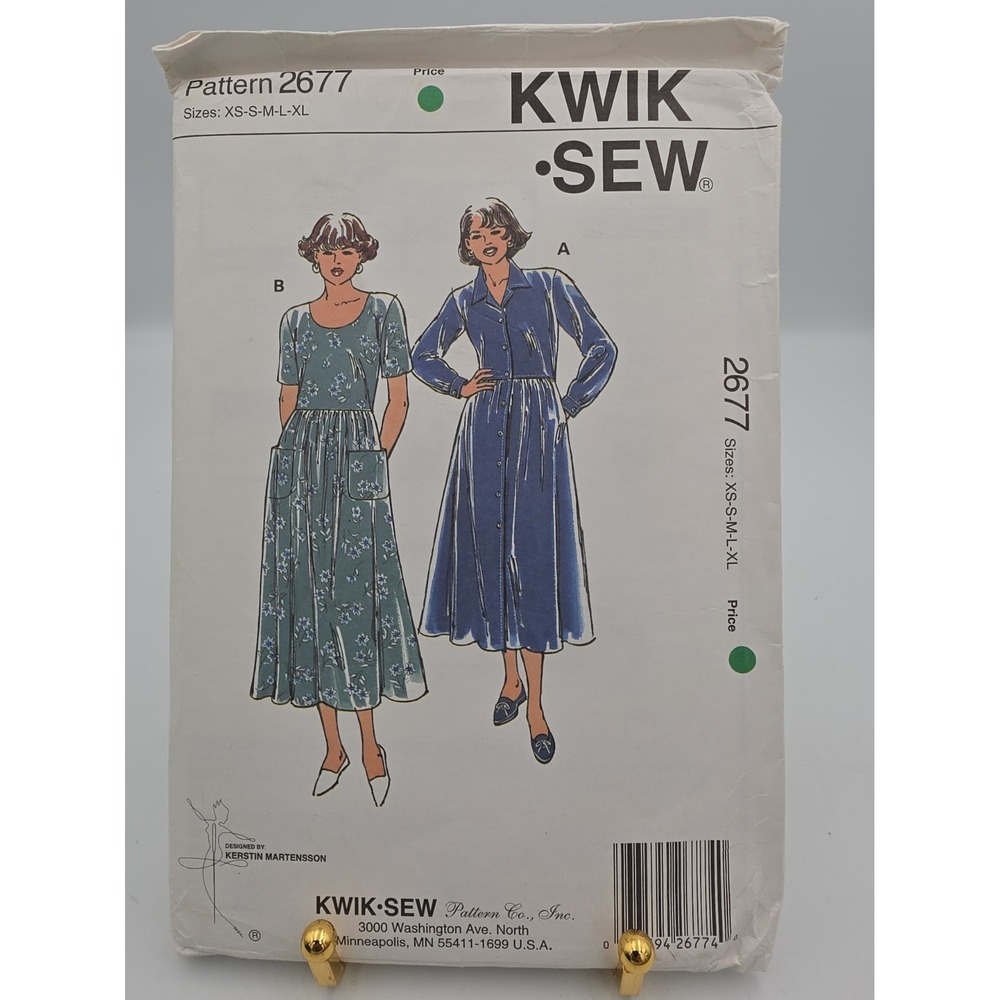 Kwik Sew 2677 Vtg 1997 UNCUT  Dress Sewing Pattern Sizes XS S M L XL